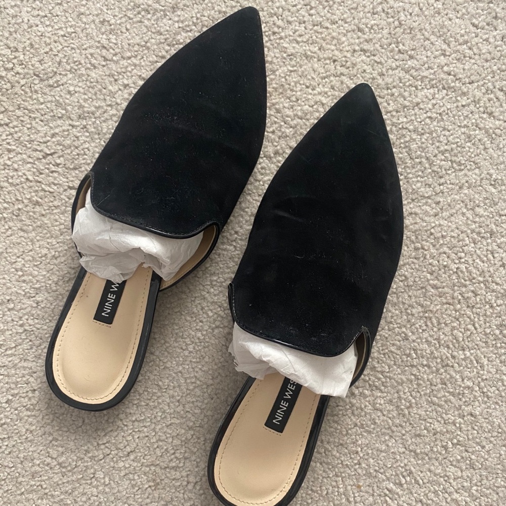 Nine West Black Suede Mules